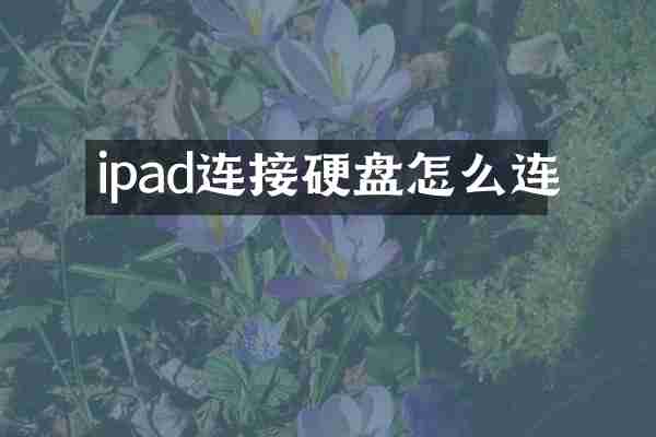 ipad连接硬盘怎么连
