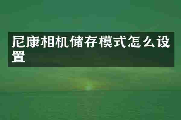 尼康相机储存模式怎么设置