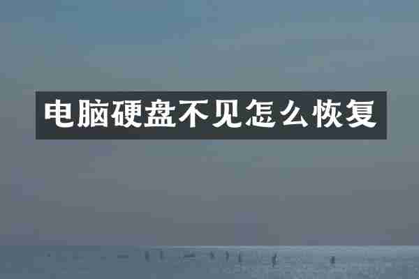 电脑硬盘不见怎么恢复