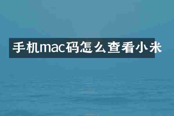 手机mac码怎么查看小米