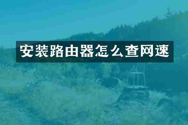 安装路由器怎么查网速