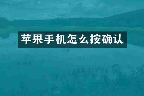 苹果手机怎么按确认