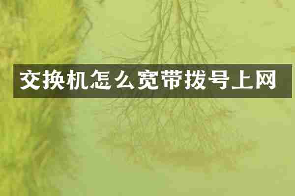 交换机怎么宽带拨号上网
