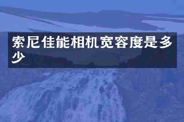 佳能相机宽容度是多少