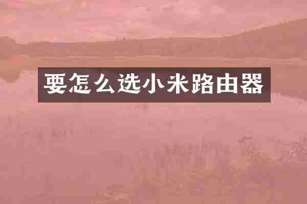 要怎么选小米路由器