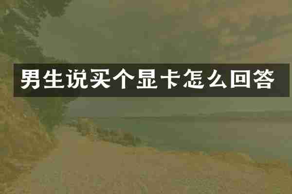 男生说买个显卡怎么回答