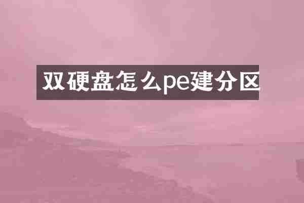 双硬盘怎么pe建分区