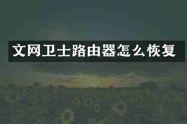 文网卫士路由器怎么恢复