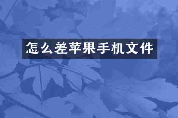 怎么差苹果手机文件