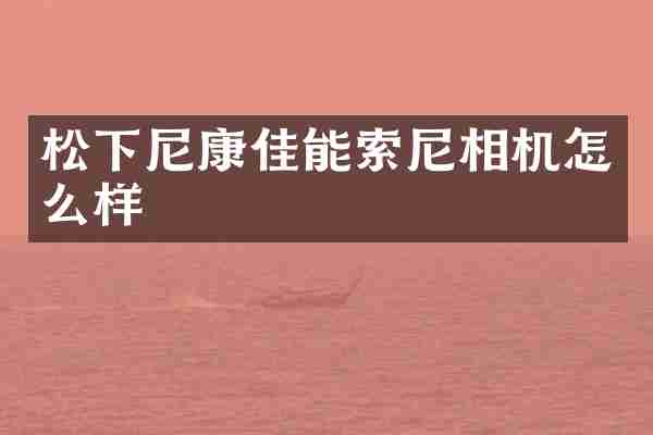尼康佳能相机怎么样