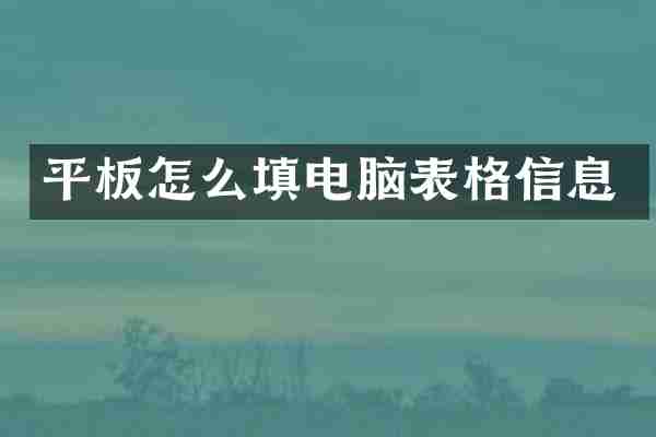 平板怎么填电脑表格信息