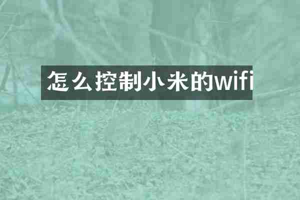 怎么控制小米的wifi