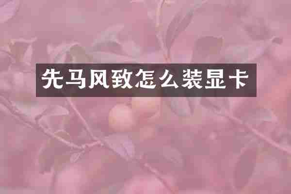 先马风致怎么装显卡