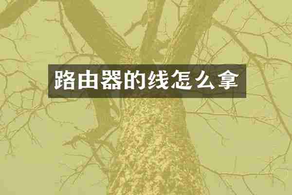 路由器的线怎么拿
