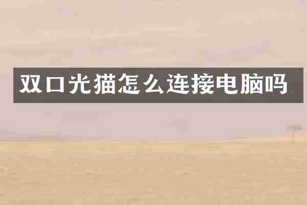 双口光猫怎么连接电脑吗