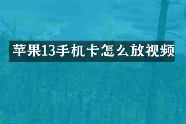 苹果13手机卡怎么放视频