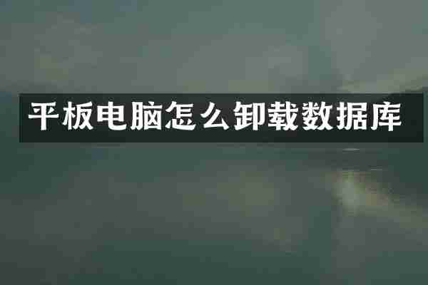 平板电脑怎么卸载数据库