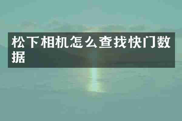 相机怎么查找快门数据