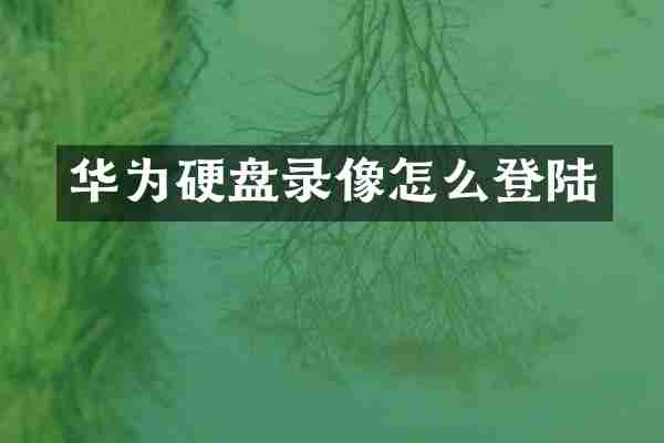 华为硬盘录像怎么登陆