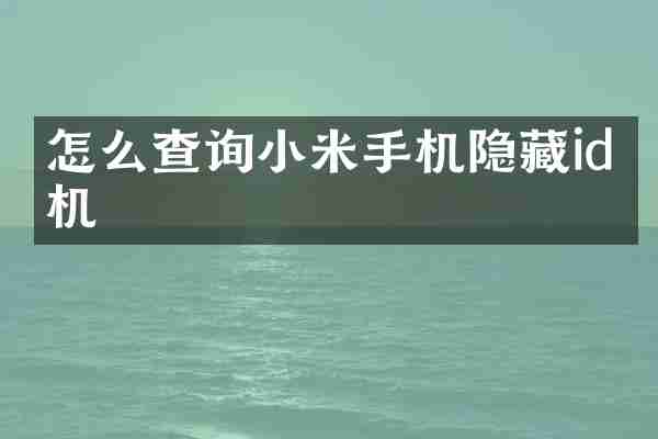 怎么查询小米手机隐藏id手机