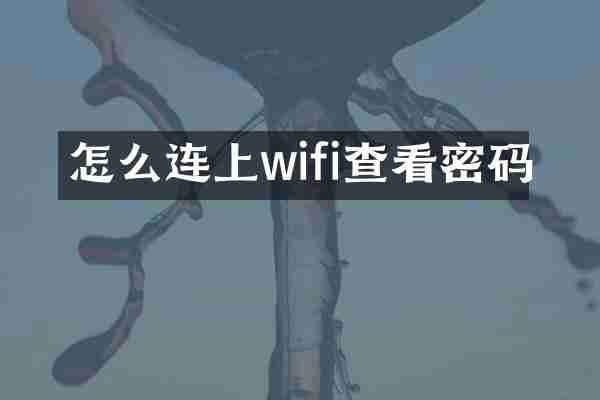 怎么连上wifi查看密码
