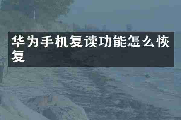 华为手机复读功能怎么恢复