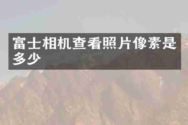 富士相机查看照片像素是多少