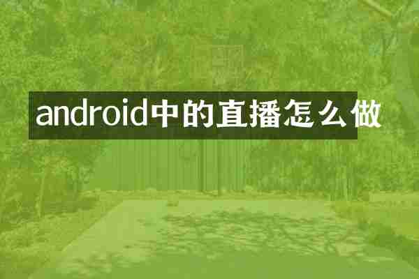 android中的直播怎么做