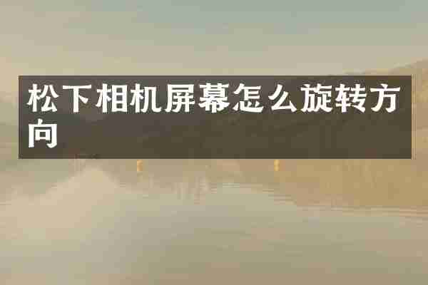 相机屏幕怎么旋转方向