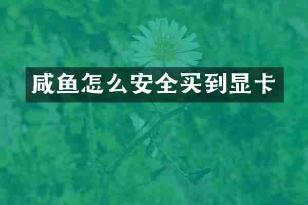 咸鱼怎么安全买到显卡