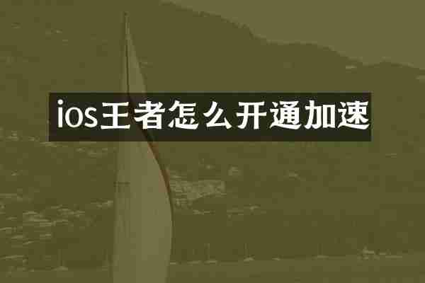 ios王者怎么开通加速