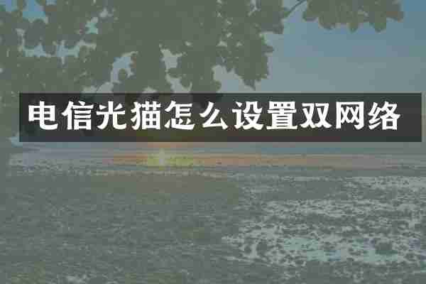 电信光猫怎么设置双网络