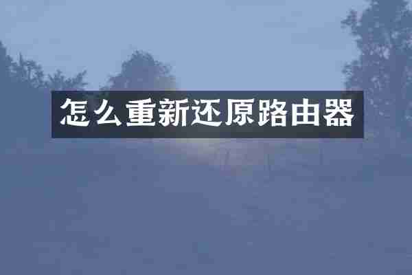怎么重新还原路由器