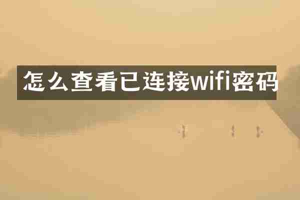 怎么查看已连接wifi密码