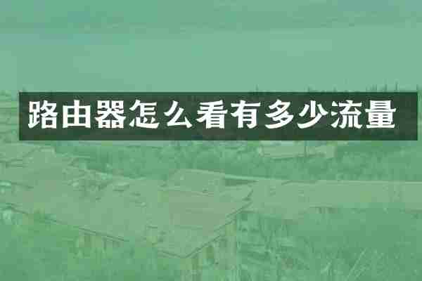路由器怎么看有多少流量