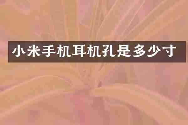 小米手机耳机孔是多少寸