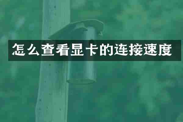 怎么查看显卡的连接速度