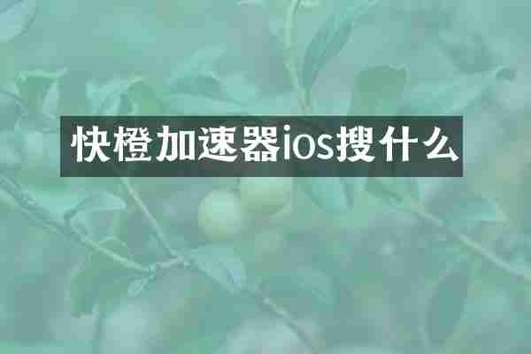 快橙加速器ios搜什么
