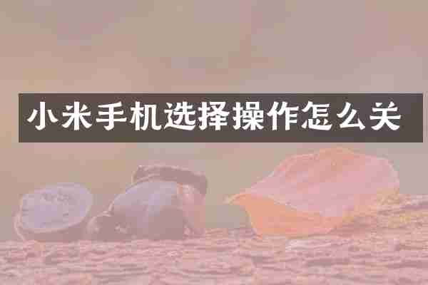小米手机选择操作怎么关
