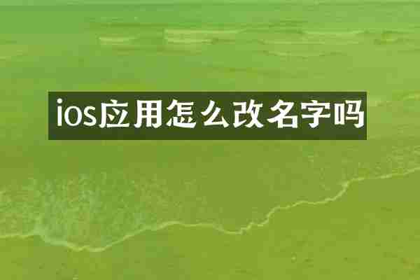 ios应用怎么改名字吗