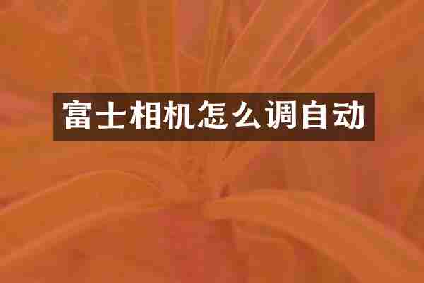 富士相机怎么调自动