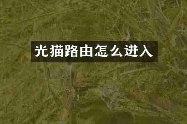 光猫路由怎么进入
