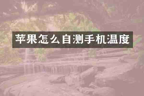 苹果怎么自测手机温度