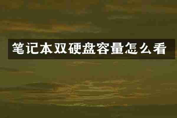 笔记本双硬盘容量怎么看