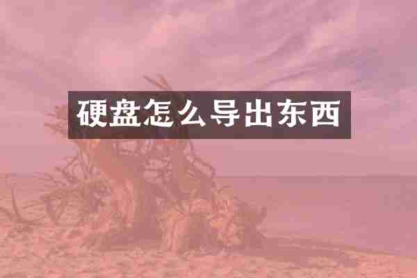 硬盘怎么导出东西