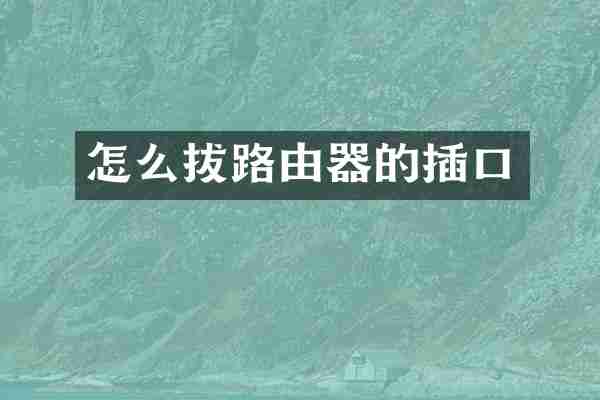 怎么拔路由器的插口