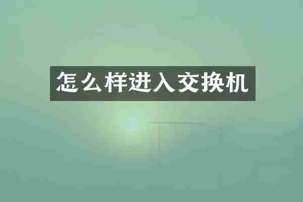 怎么样进入交换机