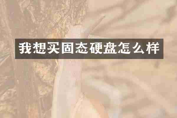 我想买固态硬盘怎么样
