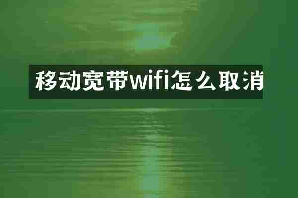 移动宽带wifi怎么取消