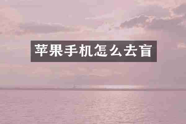 苹果手机怎么去盲